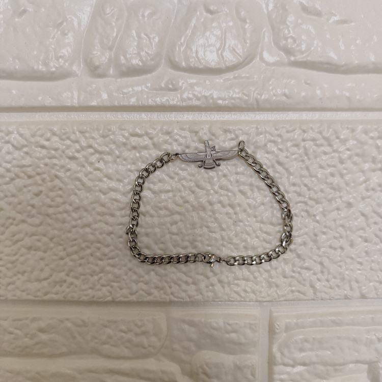 دستبند استیل طرح فروهر رنگ silver
