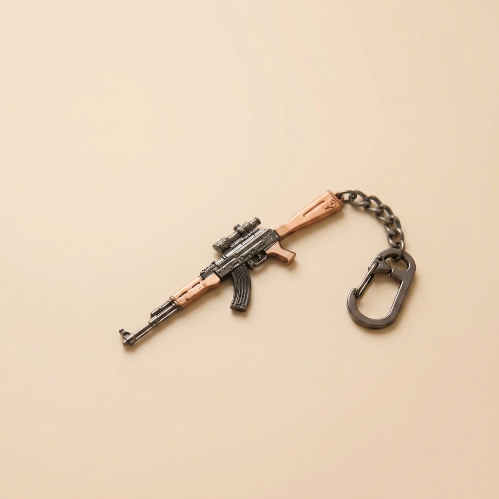 جاکلیدی اورجینال فلزی طرح AK47 رنگ ثابت بازی پابجی